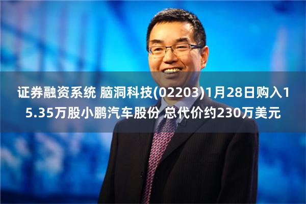 证券融资系统 脑洞科技(02203)1月28日购入15.35万股小鹏汽车股份 总代价约230万美元